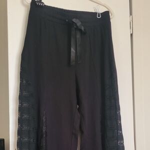 Chic Black Lace Women's Wide Leg Pants